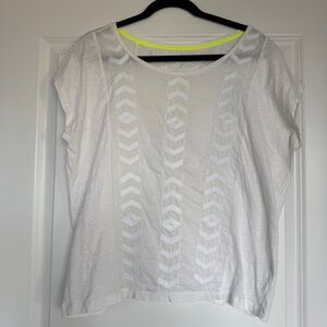 MADEWELL Hi-Line 100% Cotton Tee Embroidered Chevron Lightweight Size Large EUC
